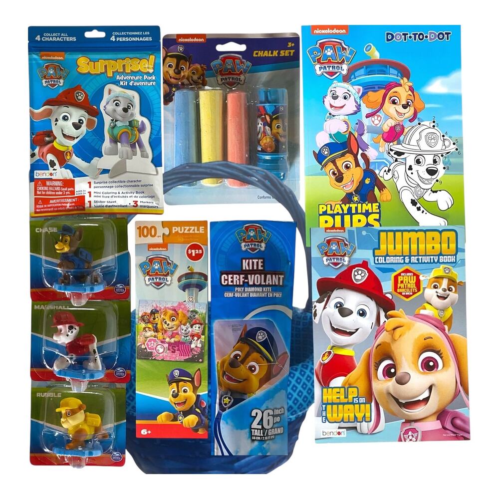 PAW Patrol Easter Basket Fillers – Toys, Books, Puzzle, Kite & Chalk – Kids Gift